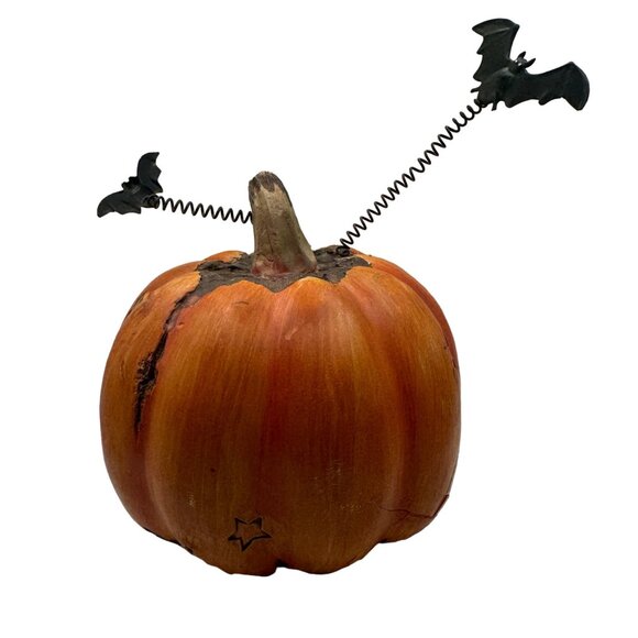 Decorative Halloween Pumpkin With Bats & Web Design - Picture 4 of 6